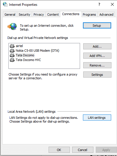 Haga clic en Configuración de LAN