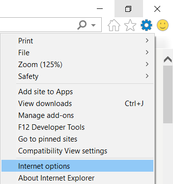 Seleccione Opciones de Internet de la lista