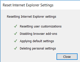 Haga clic en el botón Restablecer presente en la parte inferior | Arreglar Internet Explorer ha dejado de funcionar error