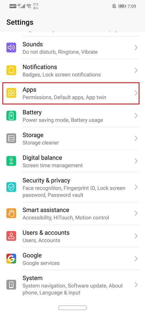 Haga clic en la opción Aplicaciones | Solucionar problemas comunes con WhatsApp en Android