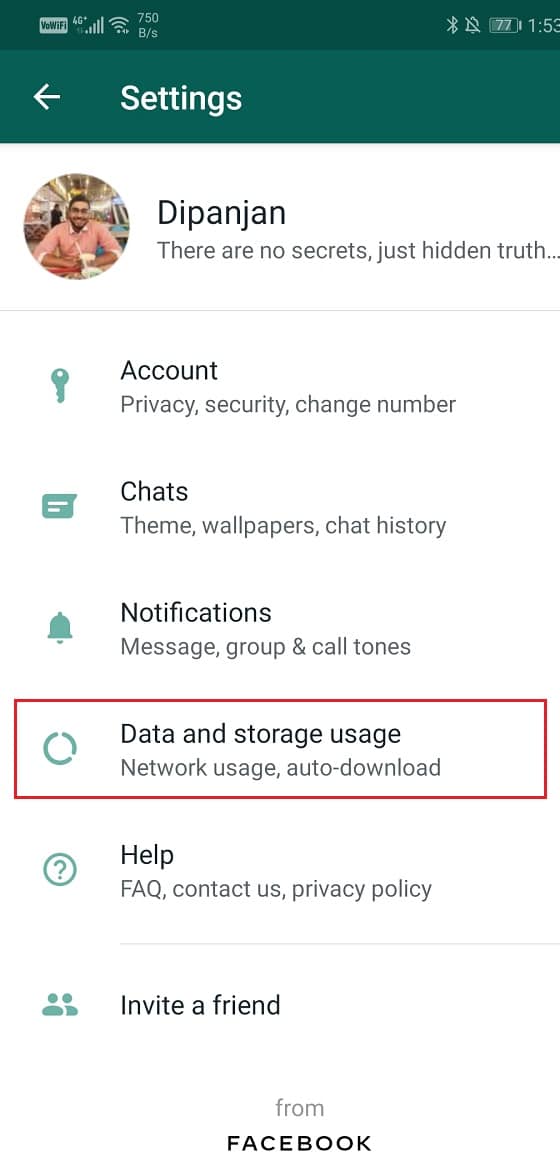Seleccione la opción de uso de datos y almacenamiento