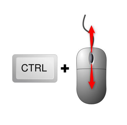 Use CTRL + rueda del mouse para modificar los niveles de zoom en Chrome