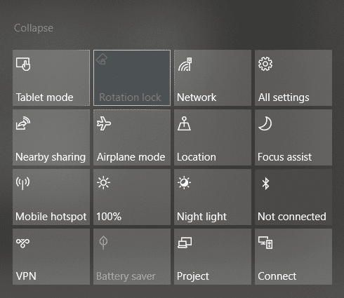 Arreglar el bloqueo de rotación atenuado en Windows 10