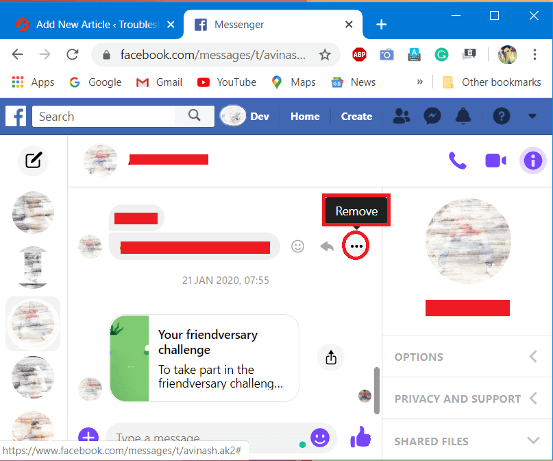 haga clic en los 3 puntos horizontales y presione Quitar