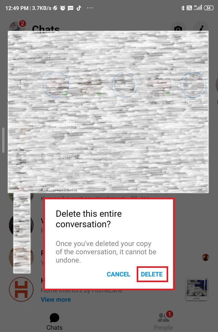 Aparecerá una ventana emergente de confirmación, toque Eliminar.