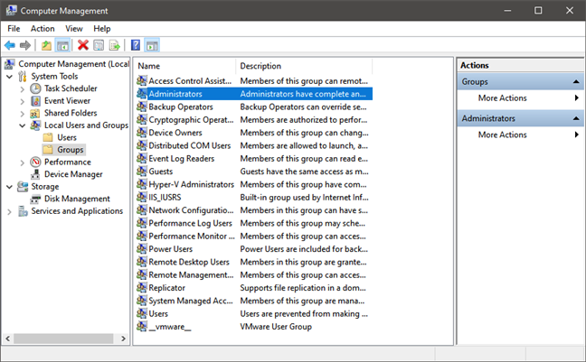 Usuarios y grupos locales de Windows 10