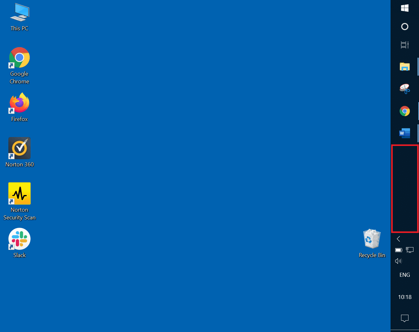 Haga clic derecho en cualquier parte del área en blanco de la barra de tareas.