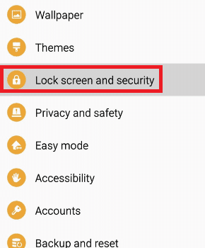 Seleccione Pantalla de bloqueo y seguridad