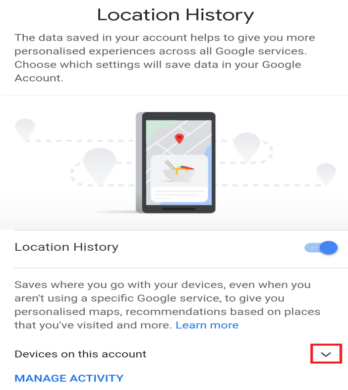 Haga clic en la flecha hacia abajo disponible junto a la opción Dispositivos en esta cuenta