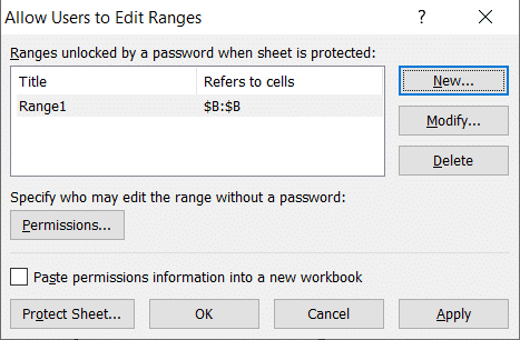 Se agregará un nuevo rango.  Puede seguir los pasos nuevamente para crear más rangos.