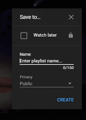 Especifique un nombre para su lista de reproducción.  Y luego ajusta la configuración de privacidad de tu lista de reproducción