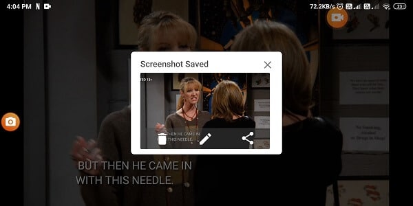 Toque el nuevo ícono de la cámara para capturar la captura de pantalla de la pantalla.
