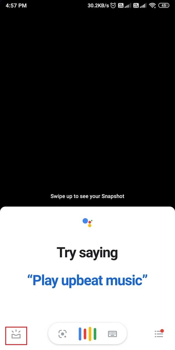 toque el icono de la caja en la parte inferior izquierda de la pantalla. | ¿Cómo deshabilitar el Asistente de Google en la pantalla de bloqueo?