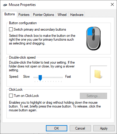 En la pestaña Botones, arrastre el control deslizante para establecer la Velocidad en Lenta.  Cómo solucionar el problema del doble clic del ratón Logitech