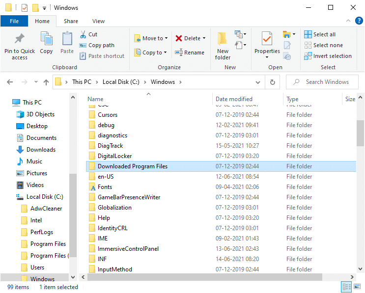 Ahora, desplácese hacia abajo y haga doble clic en la carpeta Archivos de programa descargados |  Cómo eliminar archivos temporales en Windows 10