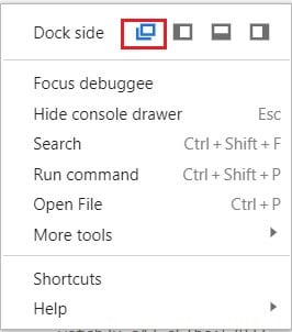 Haga clic en los tres puntos y abra la página de inspección en una nueva ventana