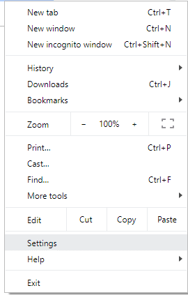 Desde el menú que aparece, haga clic en la opción Configuración