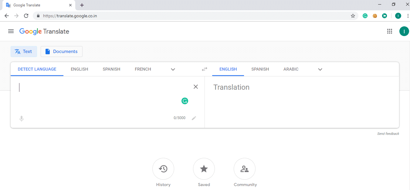 Busque el traductor de Google y aparecerá la siguiente página