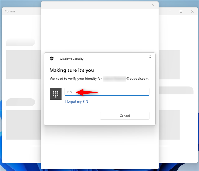 Wpisz kod PIN skonfigurowany dla swojego konta Microsoft