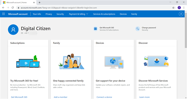 Ha iniciado sesión en su nueva cuenta de Microsoft
