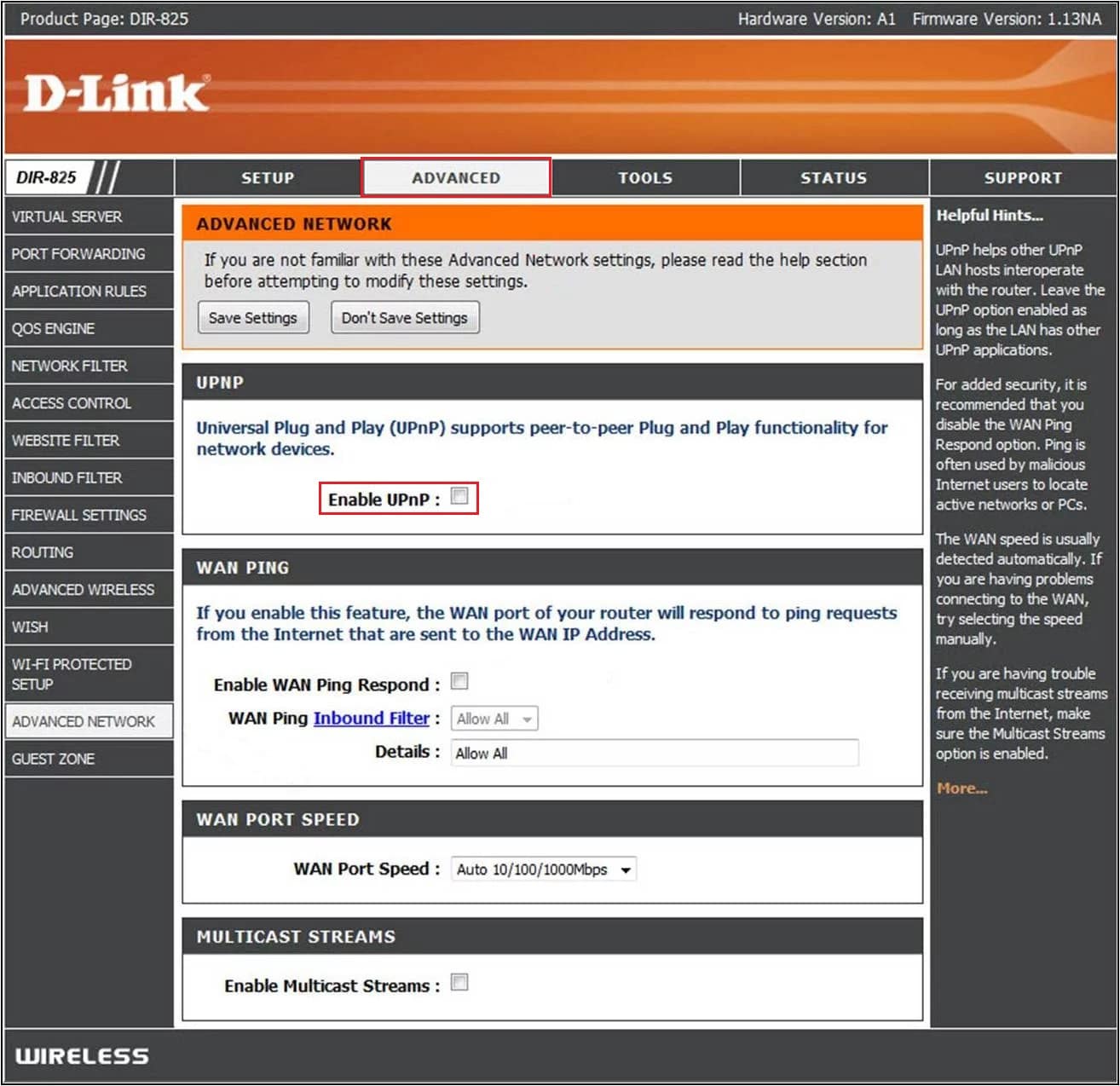 Habilite UPnP desde la página de configuración del enrutador.  Arreglar el código de error de Roblox 103 en Xbox One