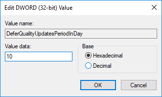 seleccionar cuántos días se aplazan las actualizaciones de calidad | Presione la tecla de Windows + I para abrir Configuración y luego c