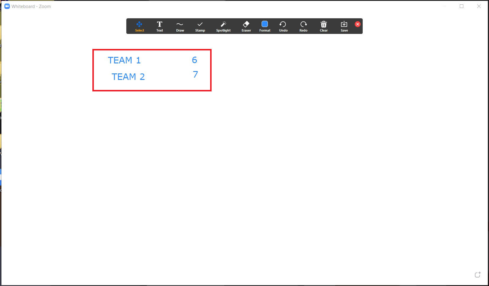 En este tablero, puede registrar los puntajes del equipo a medida que avanza el juego.