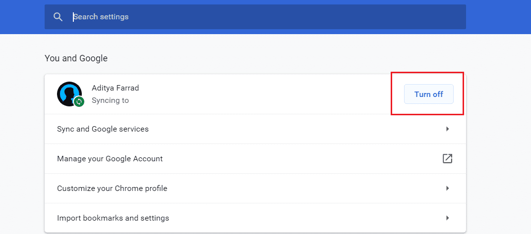 Desactiva Google Sync en Chrome Desktop