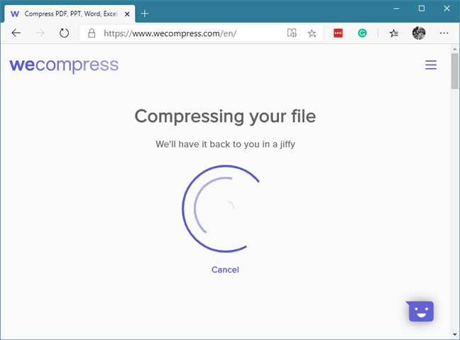 El PDF está siendo comprimido