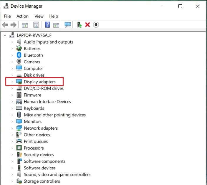 Haga doble clic en la categoría de dispositivo de controlador de pantalla para expandirla