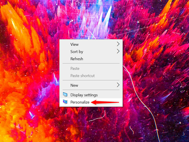 Seleccione Personalizar en el menú contextual del escritorio