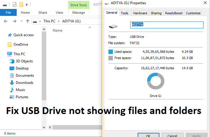 Reparar la unidad USB que no muestra archivos y carpetas