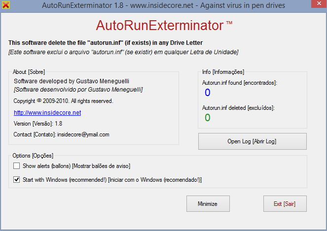 Use AutorunExterminator para eliminar archivos .inf