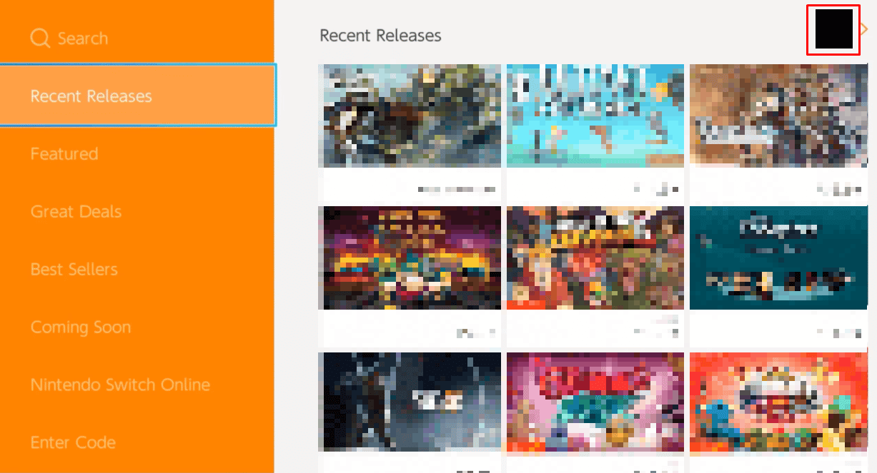 Seleccione el icono de usuario de la esquina superior derecha |  cambia la cuenta principal en tu Nintendo Switch