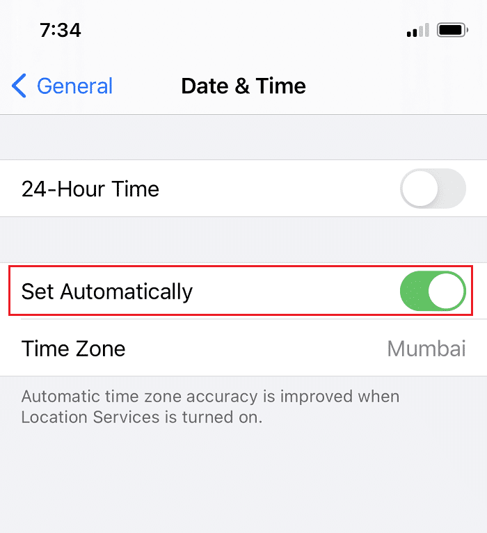Establecer fecha y hora automáticamente en iPhone