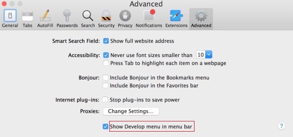 habilitar-desarrollar-menú-safari-mac.  Arreglar esta conexión no es privada