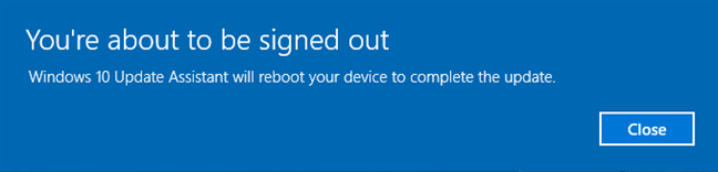 Su PC se reiniciará para completar la actualización