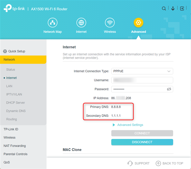 El enrutador TP-Link usa la nueva configuración de DNS