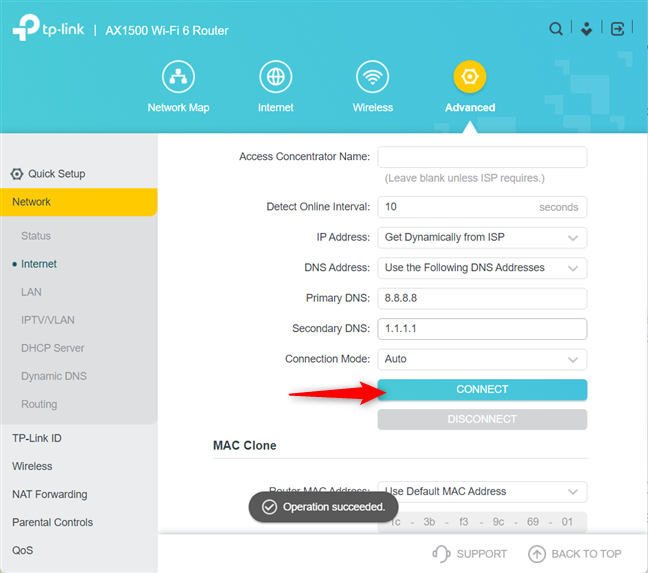 Vuelva a conectar el enrutador TP-Link a Internet