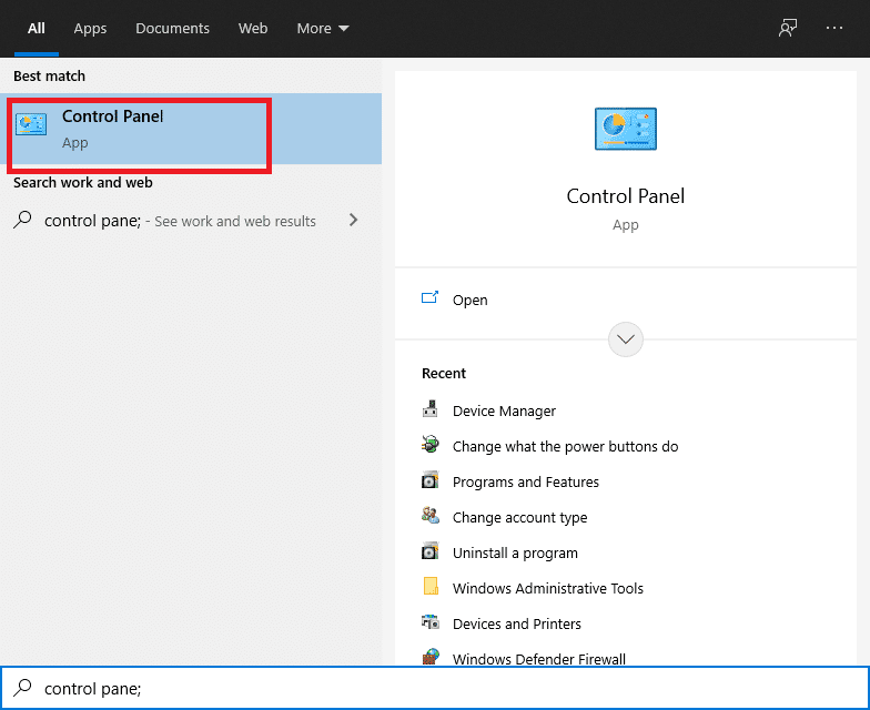 Presione la tecla de Windows e ingrese al Panel de control, luego seleccione Panel de control de la lista que aparece.|  Solucionar el problema de descarga lenta de League of Legends