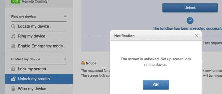 Ahora toque el botón Desbloquear