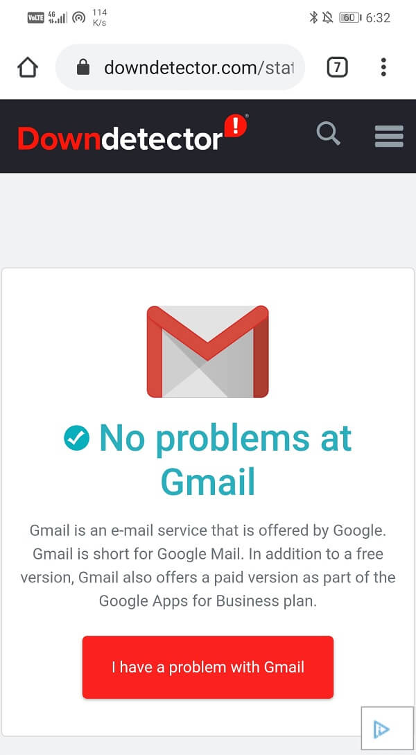 El sitio le dirá si existe un problema con Gmail o no.