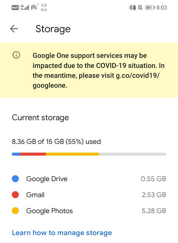 Esto mostrará qué aplicación está ocupando cuánto espacio