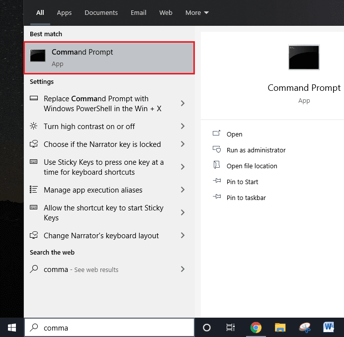 Haga clic en la barra de búsqueda y escriba 