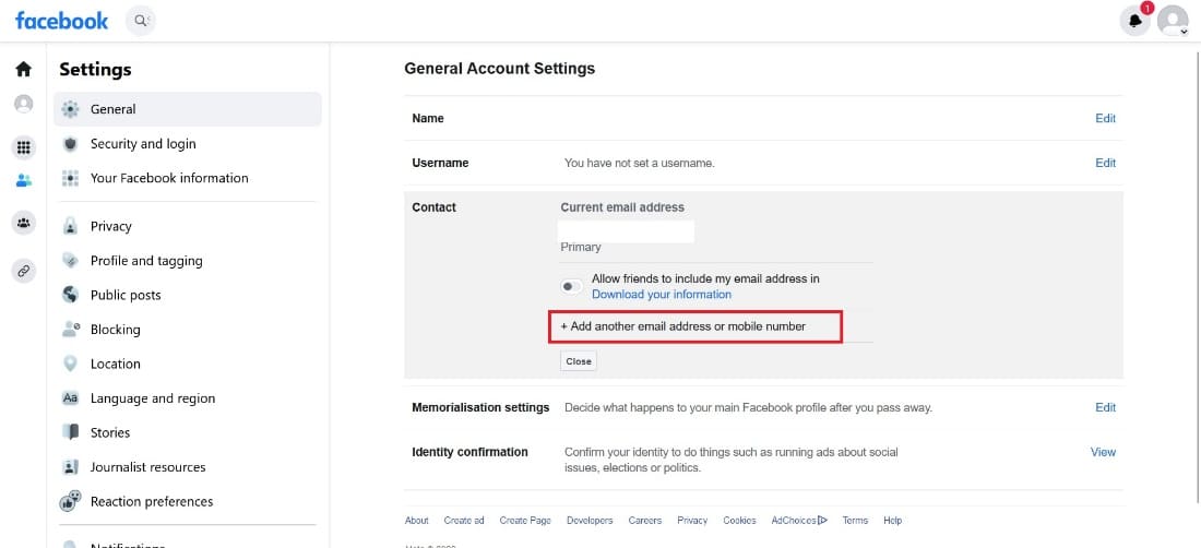   Haga clic en Agregar otro número de teléfono |  Cómo cambiar el número de teléfono en Facebook
