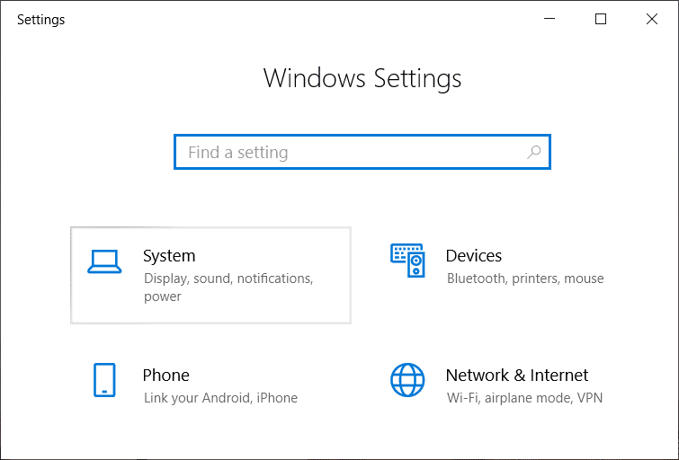 Presione la tecla de Windows + I para abrir Configuración y luego haga clic en Sistema | Cómo habilitar o deshabilitar el brillo adaptable en Windows 10