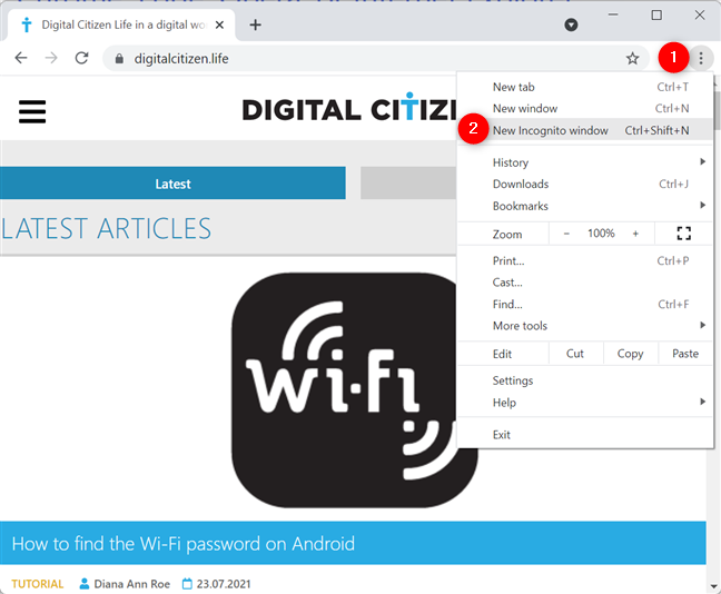Cómo abrir una pestaña de incógnito en Chrome