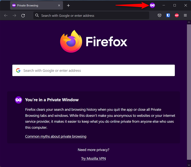 El modo de incógnito en Firefox se llama Navegación privada