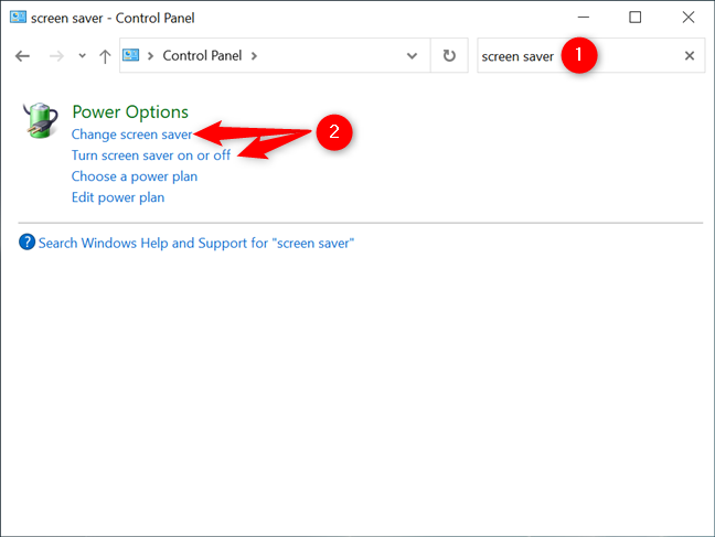 Abra la configuración del protector de pantalla de Windows 10 desde el Panel de control