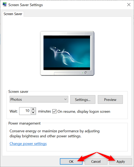 Guarde la configuración del protector de pantalla de Windows 10